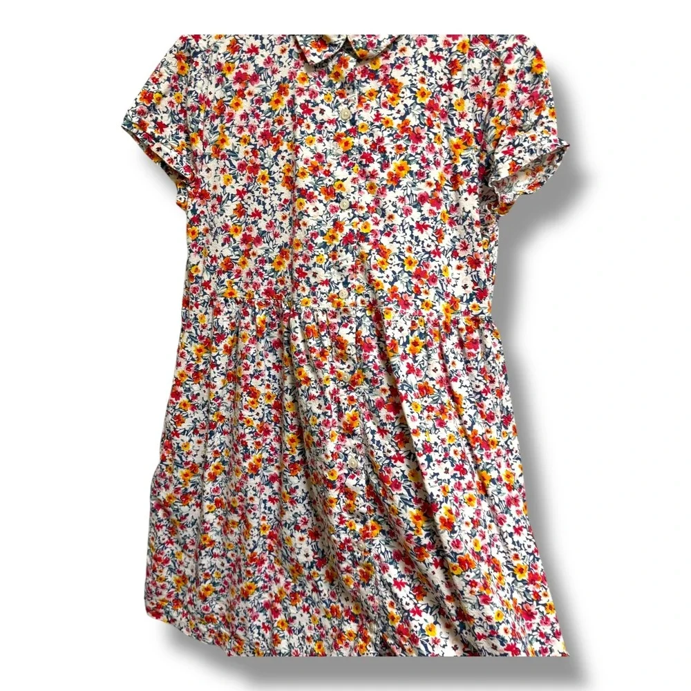 Old Navy Floral Short Sleeve Floral Print Swing Dress‎ Size M 8 Blue Red Yellow
